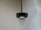 Small Antique Art Nouveau Wrought Iron and Glass Ceiling Lamp, Image 2