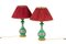 Antique Green Porcelain and GIlt Bronze Table Lamps, 1880s, Set of 2 1