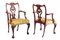 Antique Chippendale Style Red Lacquered Wood Armchairs, 1880s, Set of 2 1