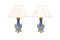 Antique Blue Porcelain and Gilt Bronze Table Lamps, Set of 2 1