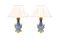 Lampade da tavolo antiche in porcellana blu e bronzo dorato, set di 2, Immagine 1