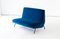 Sofá de dos plazas italiano Mid-Century de terciopelo azul, años 50, Imagen 6