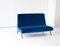 Italienisches Mid-Century Blue Velvet 2-Sitzer Sofa, 1950er 10