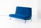 Italienisches Mid-Century Blue Velvet 2-Sitzer Sofa, 1950er 1