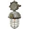 Industrielle Mid-Century Deckenlampe aus gegossenem Aluminium & Klarglas 1