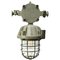 Industrielle Mid-Century Deckenlampe aus gegossenem Aluminium & Klarglas 1