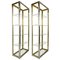 Hollywood Regency Brass and Smoked Glass Shelves by Renato Zevi, 1970s, Set of 2 1
