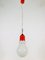 Italian Red Metal and Opaline Glass Ceiling Lamp, 1970s, Image 1