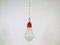 Italian Red Metal and Opaline Glass Ceiling Lamp, 1970s 4