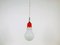 Italian Red Metal and Opaline Glass Ceiling Lamp, 1970s, Image 4