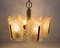 Large Mid-Century 6-Arm Brass and Ice Glass Chandelier from JSB Leuchten, 1960s 10