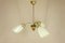 Opal and Brass Ceiling Lamp, 1950s, Image 1