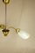Opal and Brass Ceiling Lamp, 1950s 7