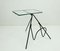 Table d'Appoint Mid-Century en Fer et Verre avec Porte-Revues 1