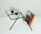 Mid-Century Iron and Glass Side Table with Magazine Tray, Image 3