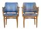 Antique Teak and Leather Armchairs, Set of 2 1