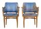 Antique Teak and Leather Armchairs, Set of 2, Image 1