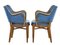Antique Teak and Leather Armchairs, Set of 2, Image 4