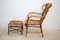 Italian Wicker Armchair and Footstool, 1960s, Set of 2, Image 3
