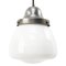 Mid-Century White Opaline Glass and Metal Pendant Lamp 1