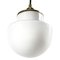 Mid-Century Porcelain, Opaline Glass, and Brass Ceiling Lamp, Image 4