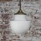 Lampada da soffitto Mid-Century in porcellana, vetro opalino e ottone, Immagine 6