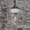 Lampada da soffitto Mid-Century in porcellana, vetro trasparente e ottone, Immagine 4