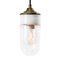 Mid-Century Porcelain, Clear Glass, and Brass Ceiling Lamp, Image 1
