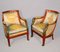 Carved Cherry Wood and Mahogany Empire Lounge Chairs, 1930s, Set of 2, Image 1