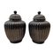 20th Century Black Ceramic Vases, Italy, Set of 2 1