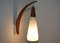 Dänische Mid-Century Wandlampe aus Teak & weißem Glas 6