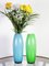 Vasen aus Kunstglas in Grün & Blau von Egermann, 1980er, 2er Set 11