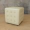 White Leather Cube Stool, 1980s 1