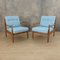 Scandinavian Light Blue Armchairs, 1950s, Set of 2, Image 17