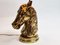 Lámpara de mesa con cabeza de caballo de bronce, años 70, Imagen 7