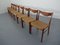 Teak & Paper Cord Dining Chairs by Ejner Larsen for Glyngore Stolefabrik, 1960s, Set of 8 1