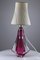 Lámpara de mesa belga de vidrio rosa de Val St. Lambert, años 60, Imagen 10