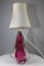 Lámpara de mesa belga de vidrio rosa de Val St. Lambert, años 60, Imagen 6