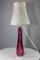 Lámpara de mesa belga de vidrio rosa de Val St. Lambert, años 60, Imagen 5