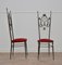 Hollywood Regency Style Brass & Velvet Chiavarine Side Chairs, Set of 2 2