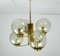 Mid-Century Brass and Smoked Glass Chandelier, 1960s 1