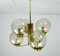 Mid-Century Brass and Smoked Glass Chandelier, 1960s, Image 1