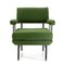 Mid-Century Italian Green Fabric and Metal Armchair, 1950s 1