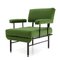 Fauteuil Mid-Century en Tissu Vert et en Métal, Italie, années 50 2