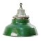 Lámpara colgante británica Mid-Century de hierro fundido y esmalte verde, Imagen 1