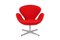 Roter Swan Sessel von Arne Jacobsen für Fritz Hansen, 1950er 1