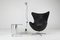 Egg Chair in pelle nera di Arne Jacobsen per Fritz Hansen, anni '50, Immagine 3
