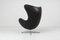 Egg Chair in pelle nera di Arne Jacobsen per Fritz Hansen, anni '50, Immagine 2