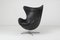 Black Leather Egg Chair by Arne Jacobsen for Fritz Hansen, 1950s 4