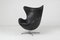 Silla Egg de cuero negro de Arne Jacobsen para Fritz Hansen, años 50, Imagen 4